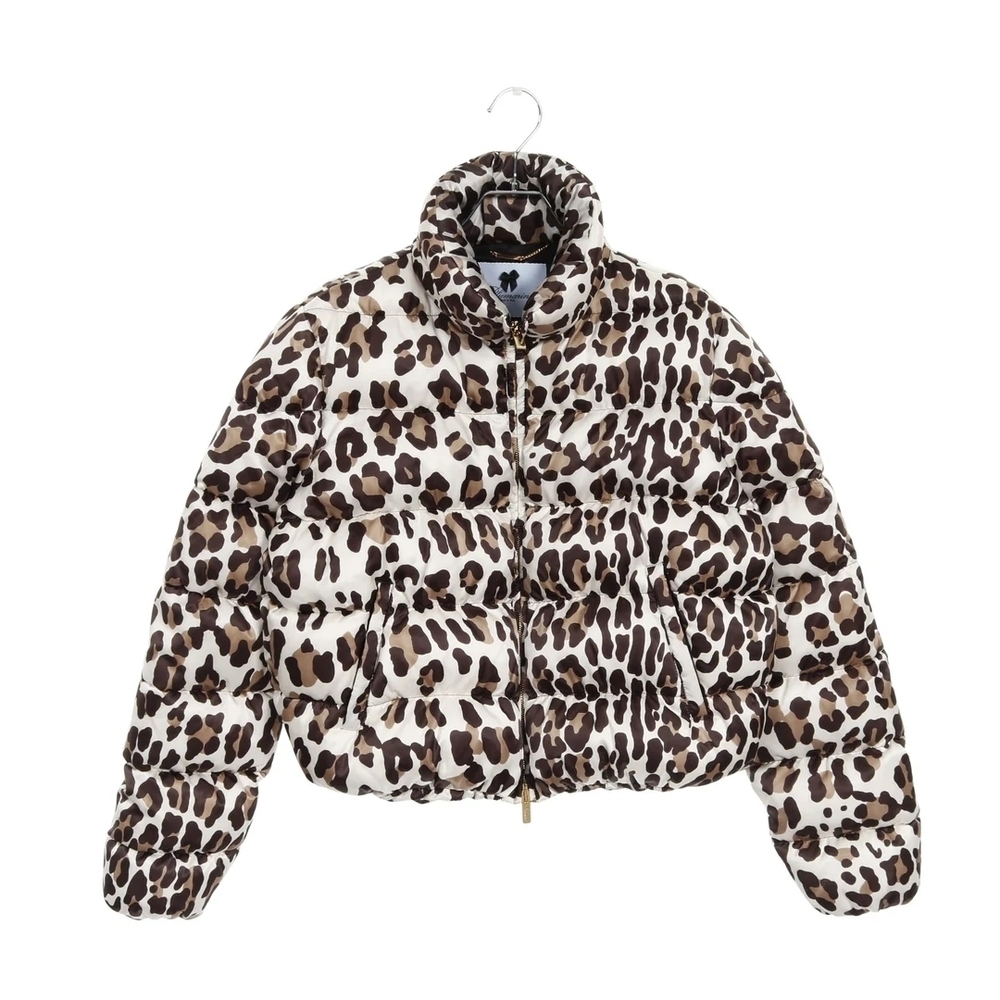 Blumarine Hooded Down Puffer Jacket Leopard Print IT 42 US 6 NWT Y2K Coquette